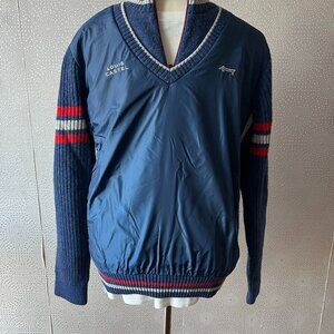 Louis Castel Men's Blue Golf Wool Wind Resistant Lined 1/4 Zip Sweater Size L